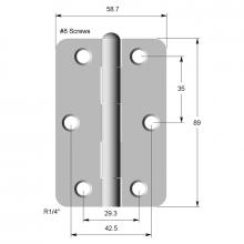 Hinge Steel 89x58x2 R1/4 Black Electroplate & Lacquered (Greased Pin)
